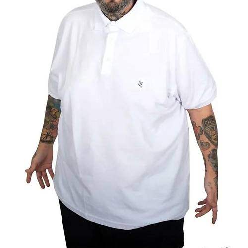 Battal Beden Erkek Tshirt Polo Yaka Nak��l� Klasik Pike 20553 Beyaz