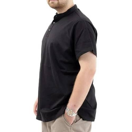 B�y�k Beden Erkek Ti��rt D��meli Hakim Yaka T-Shirt 24339 Siyah