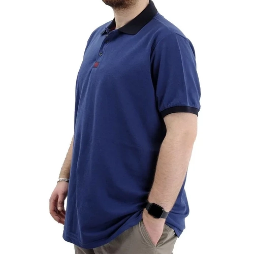 B�y�k Beden Erkek T-Shirt Polo Yaka Klasik U24328 �ndigo