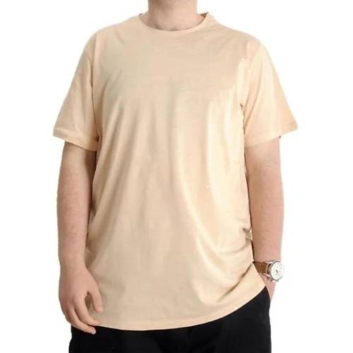 B�y�k Beden Erkek Tshirt Bisiklet Yaka Basic 20031 Bej