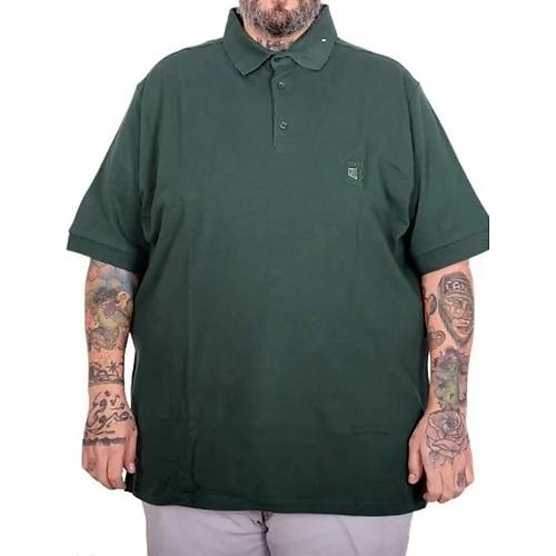 Battal Beden Erkek Tshirt Polo Yaka Nak��l� Klasik Pike 20553 Nefti