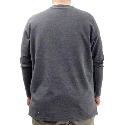 B�y�k Beden Erkek Sweatshirt Bisiklet Yaka Uzun Kol WAFFLE 23460 Antrasit
