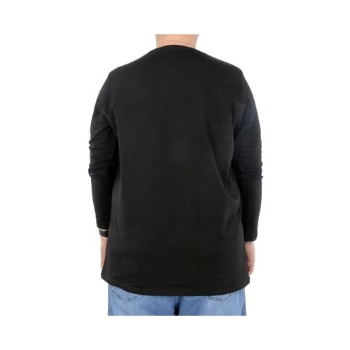 B�y�k Beden Erkek Tshirt Likral� Bisiklet Yaka 20102 Siyah