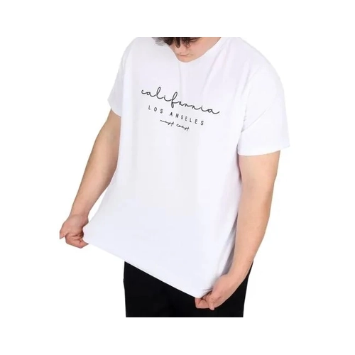 B�y�k Beden Erkek Ti��rt Bask�l� LOS ANGELES WAFFLE U25001 Beyaz