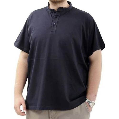 B�y�k Beden Erkek Ti��rt D��meli Hakim Yaka T-Shirt 24339 Lacivert