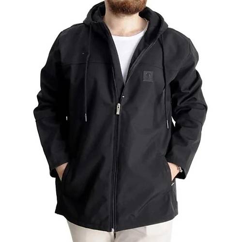 B�y�k Beden Erkek Kap��onlu Mont Waterproof Softshell 21235 Siyah