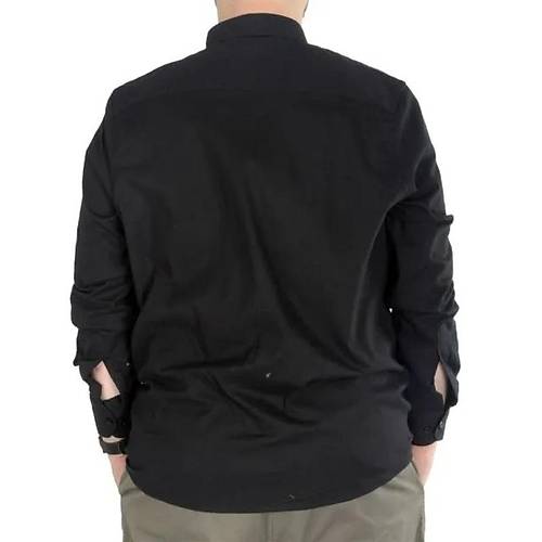 B�y�k Beden Erkek Keten Cepli G�mlek 20386 Siyah