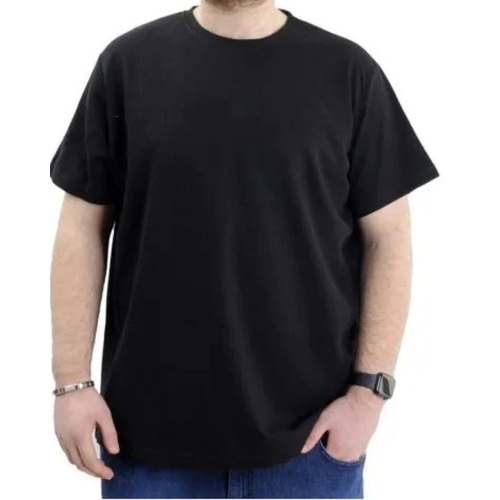 B�y�k Beden Erkek T-shirt Bisiklet Yaka WAFFLE 20033 Siyah