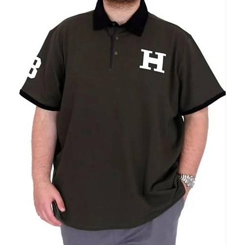 B�y�k Beden Erkek T-Shirt Polo Yaka H BROUDED U25312 Haki