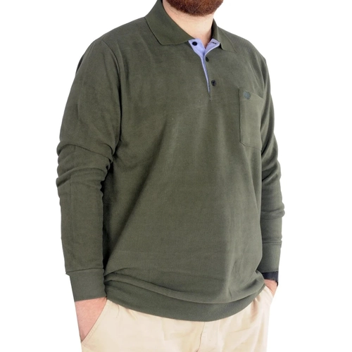 B�y�k Beden Erkek Sweat Polo Cepli Selanik Basic 20441 Haki