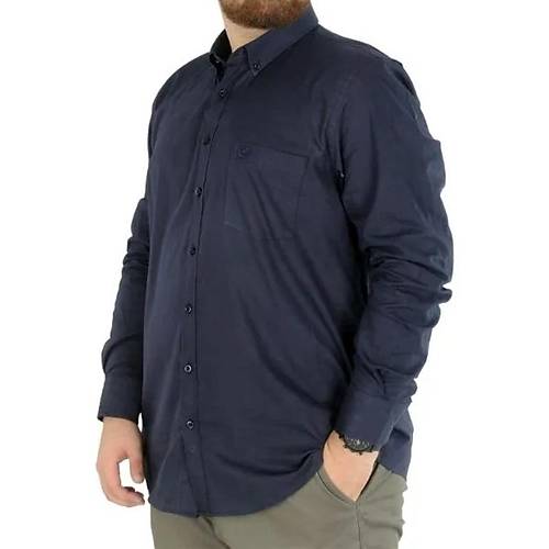 B�y�k Beden Erkek Keten Cepli G�mlek 20386 Lacivert