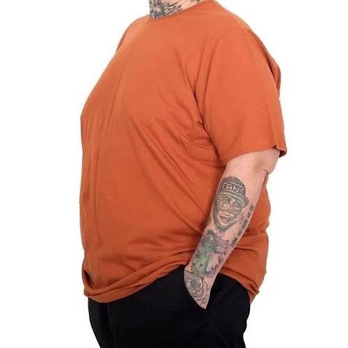 B�y�k Beden Erkek Basic Bisiklet Yaka T-Shirt 20031 TARCIN