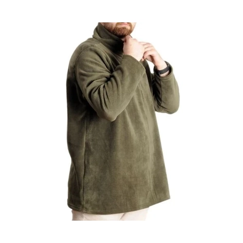 Erkek Sweat Polo Yaka Yar�m Fermuarl� Polar 22548 Haki