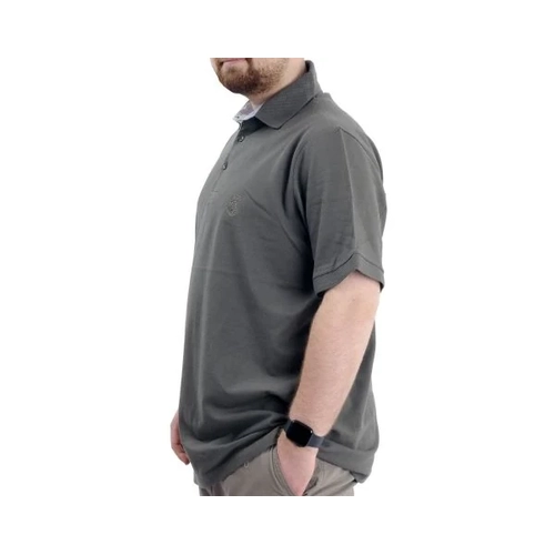 Battal Beden Tshirt Polo Yaka Nak��l� Klasik Pike 20553 Haki