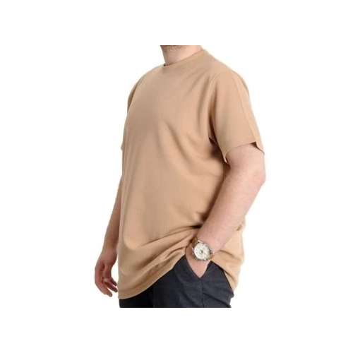 B�y�k Beden Erkek T-shirt Bisiklet Yaka INTERLOK 23162 Bej
