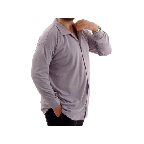 B�y�k Beden Erkek G�mlek Apas Yaka Uzun Kol JAKAR U24381 Gri