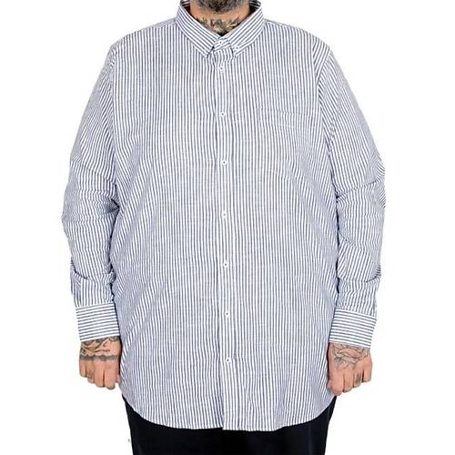 B�y�k Beden G�mlek Uzun Kol Keten Cepli Lacivert 20384