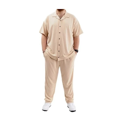 B�y�k Beden Erkek G�mlek Apas Yaka JAKAR U24380 Bej