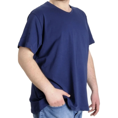 B�y�k Beden T-Shirt V Yaka Likral� 20150 �ndigo