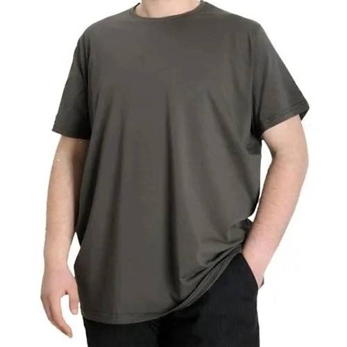 B�y�k Beden Likral� T-shirt Bisiklet Yaka 20149 Haki