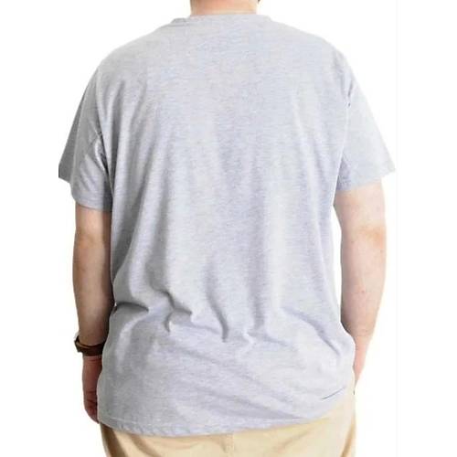 B�y�k Beden Erkek T-Shirt Basic 20031 Gri Melanj