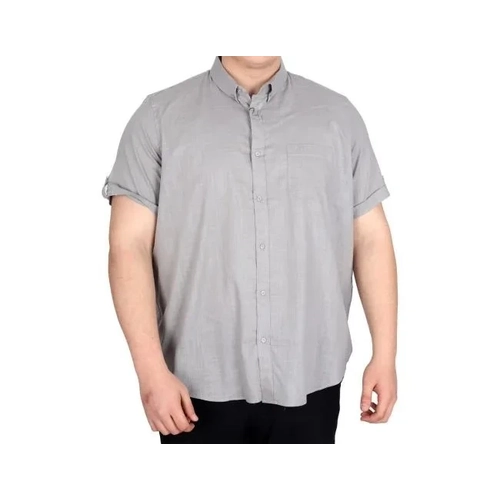 B�y�k Beden Keten Likral� G�mlek Cepli 20389 Gri