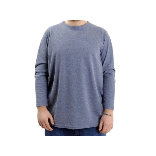 B�y�k Beden Erkek Sweatshirt Bisiklet Yaka Uzun Kol WAFFLE 23460 �ndigo