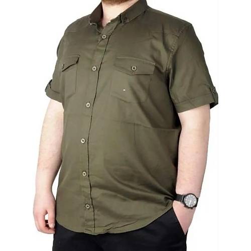 B�y�k Beden G�mlek KKol �ift Cep Kapakl� 20361 Haki