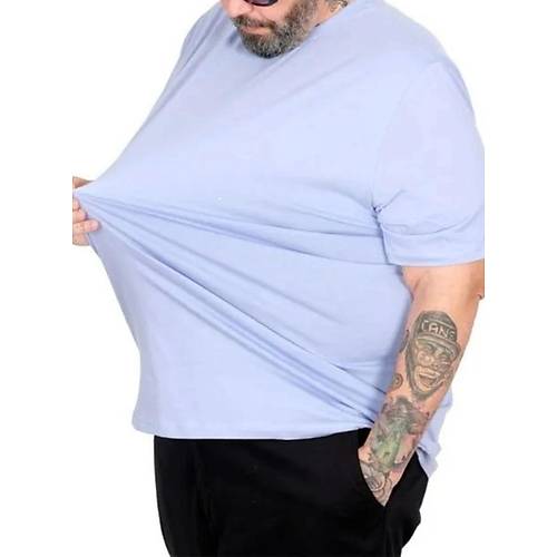 B�y�k Beden Erkek Tshirt Bisiklet Yaka Basic 20031 (Lila)