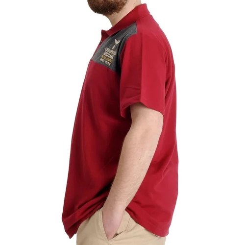 B�y�k Beden Erkek T-shirt Polo MILITARE 23327 Bordo