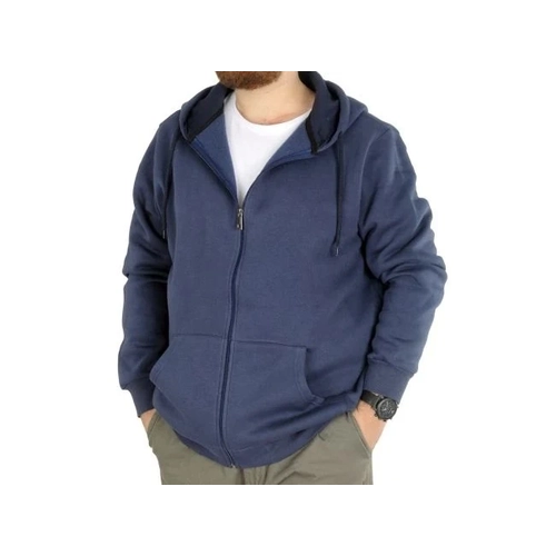 Erkek Sweatshirt Kap�onlu Zippered Basic 20543 �ndigo