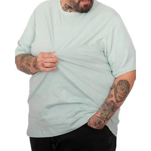 B�y�k Beden Erkek Basic Bisiklet Yaka T-Shirt 20031 M�NT YE��L�