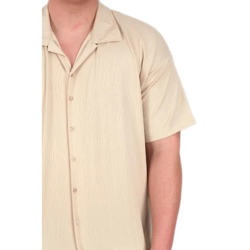 B�y�k Beden Erkek G�mlek Apas Yaka �erit Desen Jakar U24382 Bej