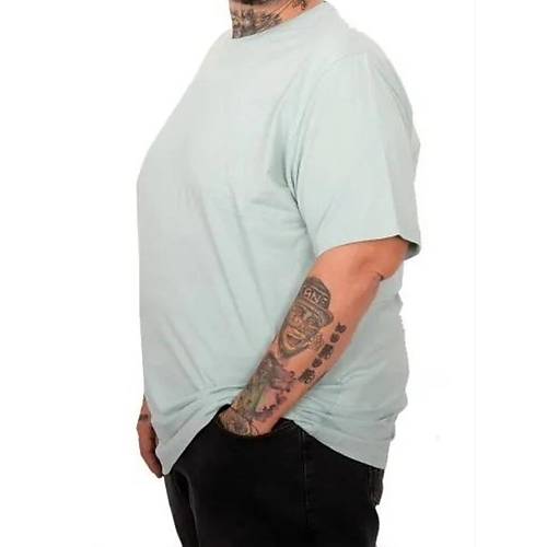 B�y�k Beden Erkek Basic Bisiklet Yaka T-Shirt 20031 M�NT YE��L�