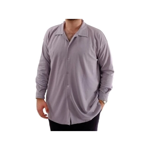 B�y�k Beden Erkek G�mlek Apas Yaka Uzun Kol JAKAR U24381 Gri