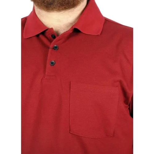 B�y�k Beden Erkek T-Shirt Polo Yaka Cepli Klasik 20550 Bordo