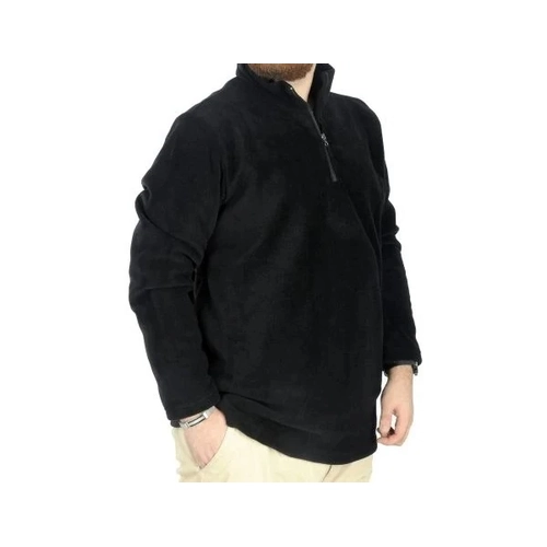 Erkek Sweat Polo Yaka Yar�m Fermuarl� Polar 22548 Siyah