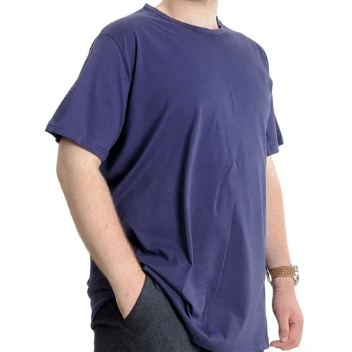B�y�k Beden Erkek T-shirt Pis Yaka Basic 23035 A.Lacivert