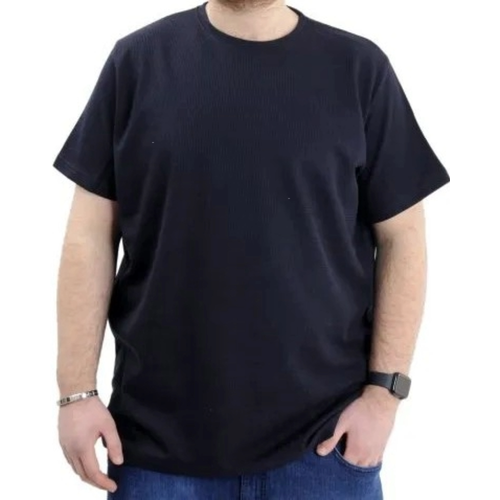 B�y�k Beden Erkek T-shirt Bisiklet Yaka WAFFLE 20033 Lacivert