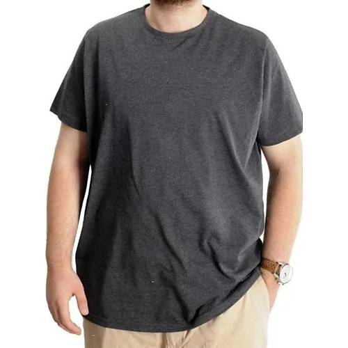 B�y�k Beden Erkek T-shirt Basic 20031 Antramelanj