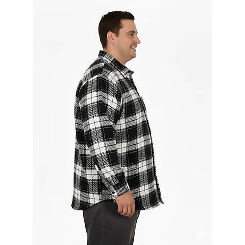 B�y�k Beden G�mlek Tek Cep Oduncu 25394 Siyah