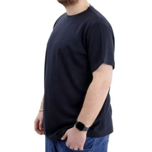 B�y�k Beden Erkek T-shirt Bisiklet Yaka WAFFLE 20033 Lacivert