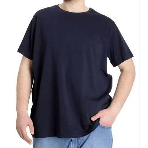 B�y�k Beden Likral� T-shirt Bisiklet Yaka 20149 Lacivert