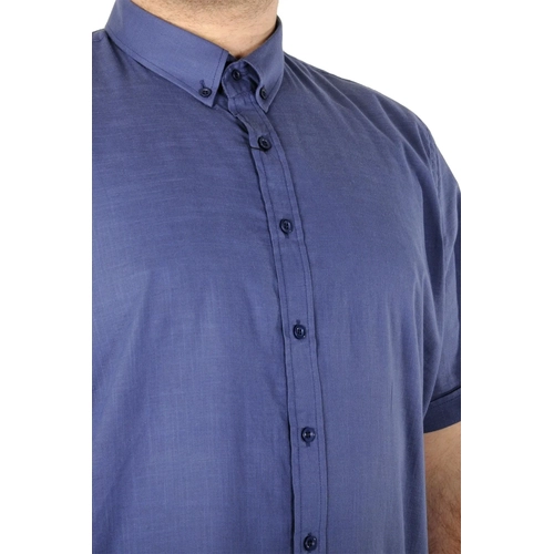 B�y�k Beden Erkek Keten Likral� G�mlek 20393 �ndigo