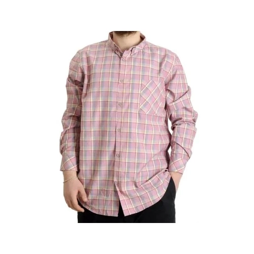 B�y�k Beden Erkek G�mlek Ekose Uzun Kollu 23300 Koyu Bordo