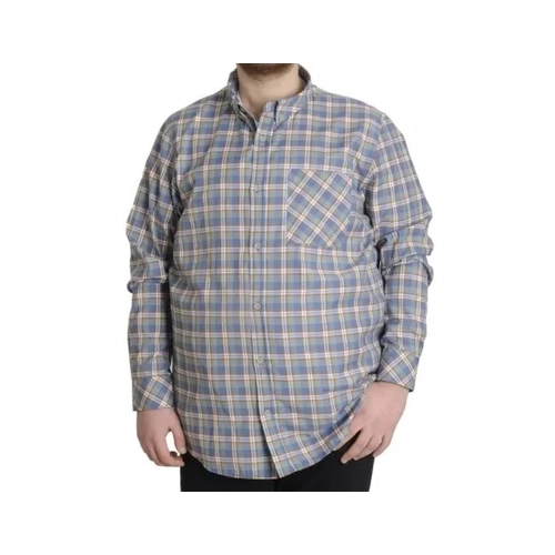 B�y�k Beden Erkek G�mlek Ekose Uzun Kollu 23300 Mor