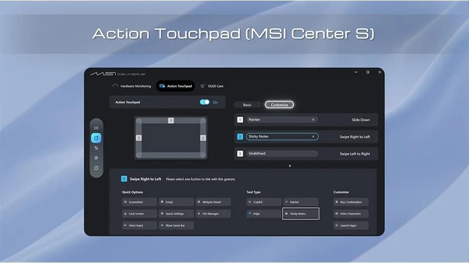 Action Touchpad Kısayolları