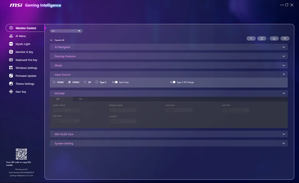 Monitor Control PIP PBP