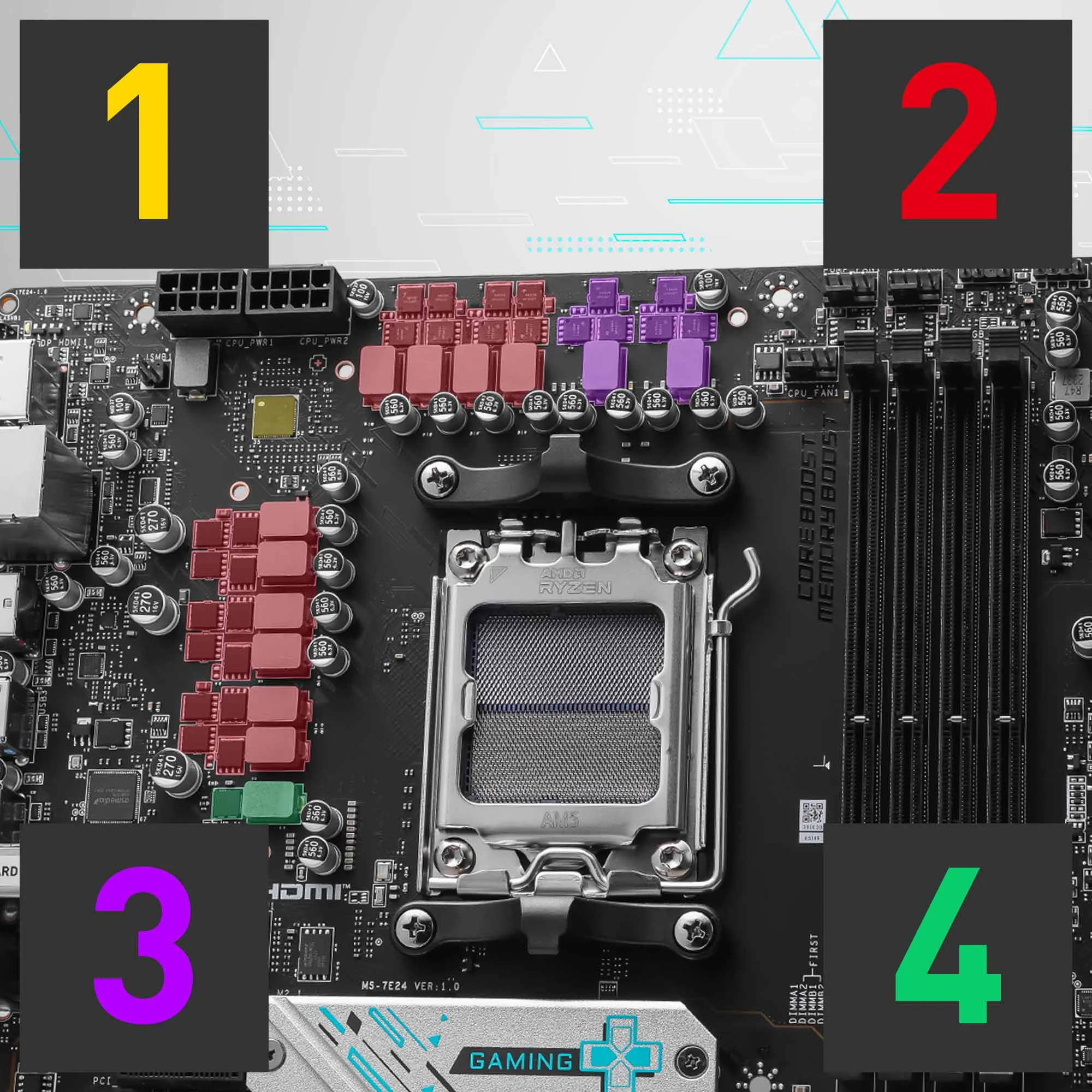 Document 12+2+1 Duet Rail G�� Sistemi VRM Tasar�m B650M GAMING PLUS WIFI, �ift 8 pimli g�