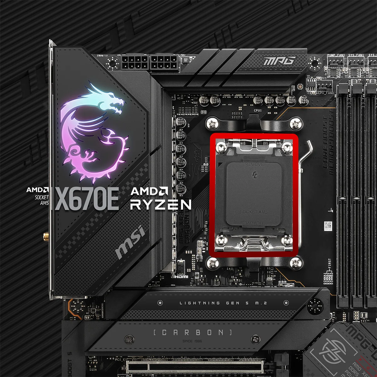 MPG X670E CARBON WIFI AMD Ryzen 7000 serisi i�lemcileri destekler The MPG X670E CARBON WIFI anakart AM